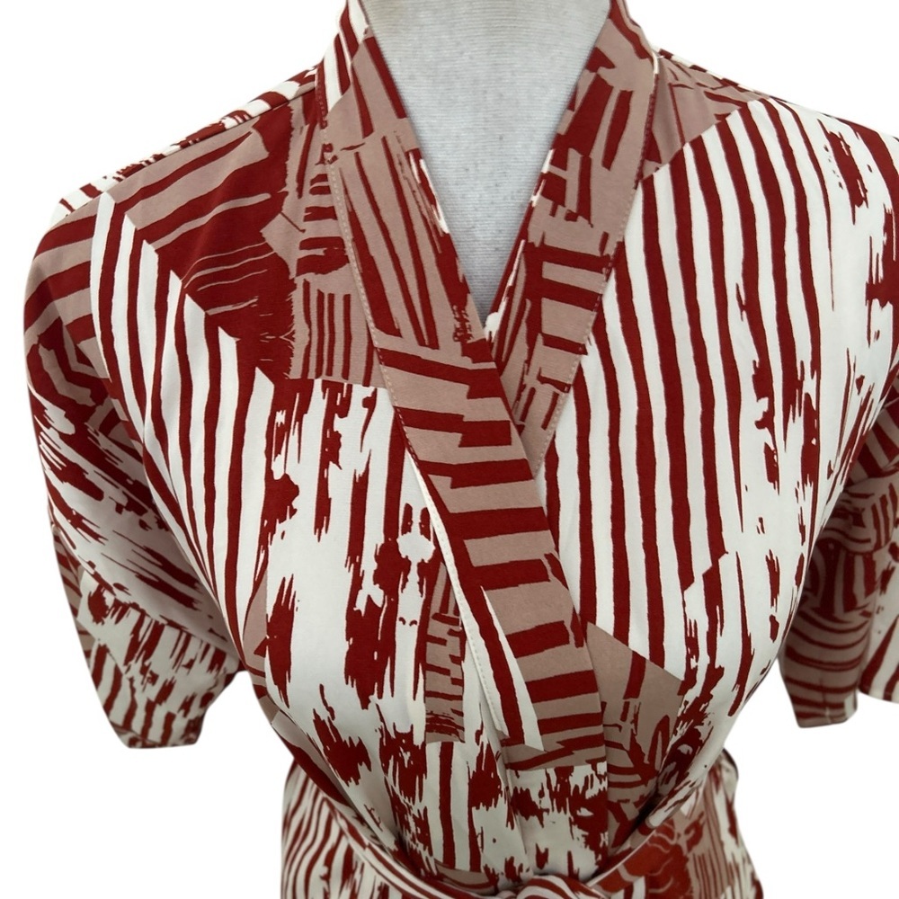 NWT J. Brooks Rust Cream Robe kimono tie belt split sides full length size small - Picture 7 of 11